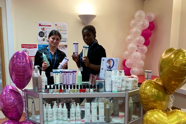 Hair & Beauty students business enterprise stand 